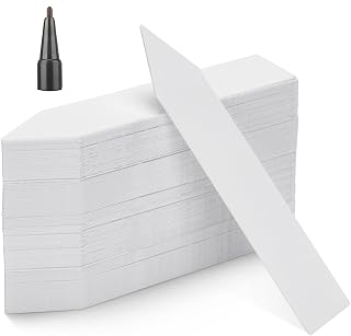 KINGLAKE 100Pcs White Plastic Plant Labels & Markers, 10x2cm, Waterproof, Reusable, Ideal for Herb, Seed, Flower, Potted Plants