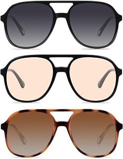YDAOWKN Retro Aviator Sunglasses for Womens Mens 70s Double Bridge Sunnies