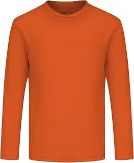 Opna Youth Athletic Performance Long Sleeve Shirts for Boy's or Girl's - Moisture Wicking - Orange -