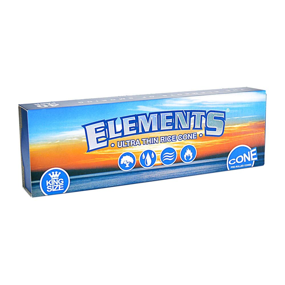 Elements Ultra Thin Rice Rolling Papers - King Size Cones 40 Per Pack (1 Pack)