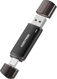 KOOTION 2-in-1 Dual USB A & C OTG Flash Drive - 128 GB for Android, Tablet, Laptop (Black)