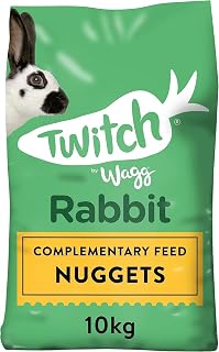 Wagg Twitch Rabbit Food 10kg | Complementary Feed Nuggets - High Fibre & Yeast Extract to Support Healthy Digestion - Contains Peas & Apple Pomace