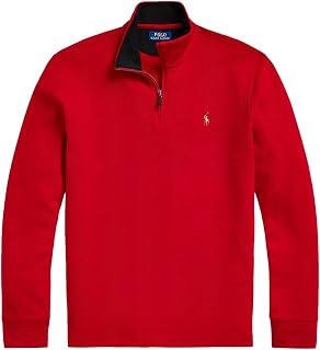 POLO RALPH LAUREN Maglione classico da uomo con cerniera a un quarto a coste, (Collezione 2024) Ralph Lauren Red, X-Large
