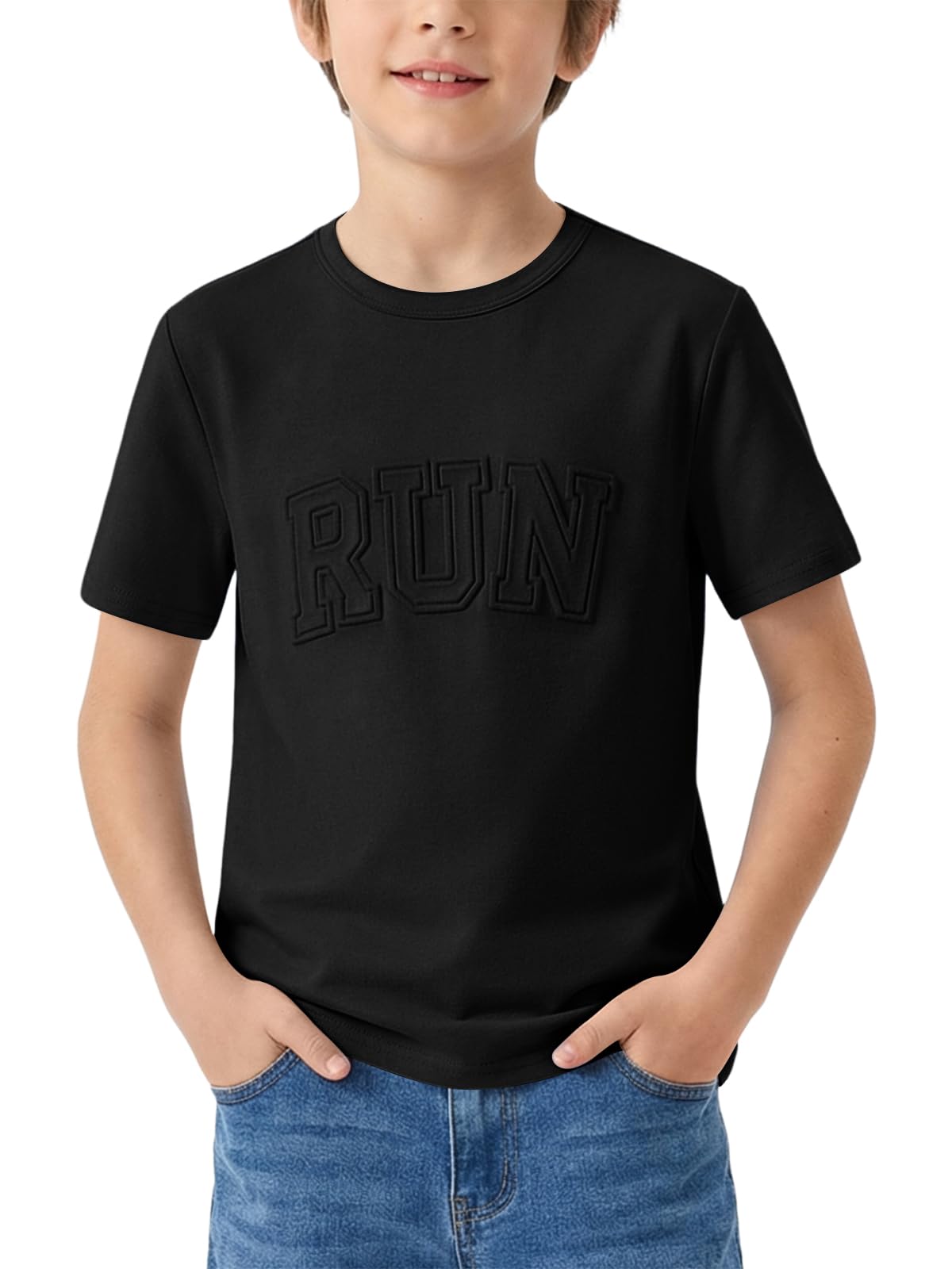 Haloumoning Maglietta a maniche corte per bambini, estiva, casual, girocollo, al