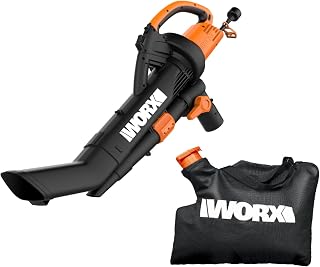 WORX Trivac 3-in-1 Electric Leaf Blower/Leaf Vacuum/Leaf Mulcher, WG509 | 350 CFM & 210 MPH Airflow, 18:1 Mulch Ratio for Efficient Leaf Removal, Corded