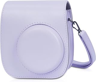 Phetium Instant mini 12 Camera Protective Case Compatible with Instax Mini 12 11,PU Leather Bag with Pocket and Adjustable Shoulder Strap (Lilac Purple)