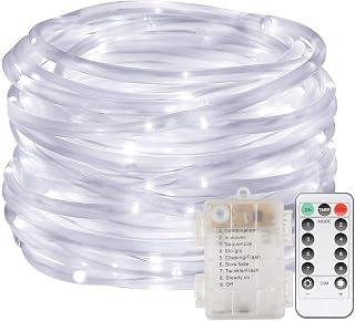 AVEKI LED Rope Lights, 33 ft 100 LED Battery Operated Tube String Lights with Remote Control & 8 Modes, Waterproof LED Fairy Lights Decoration for Indoor Outdoor Garden Wedding