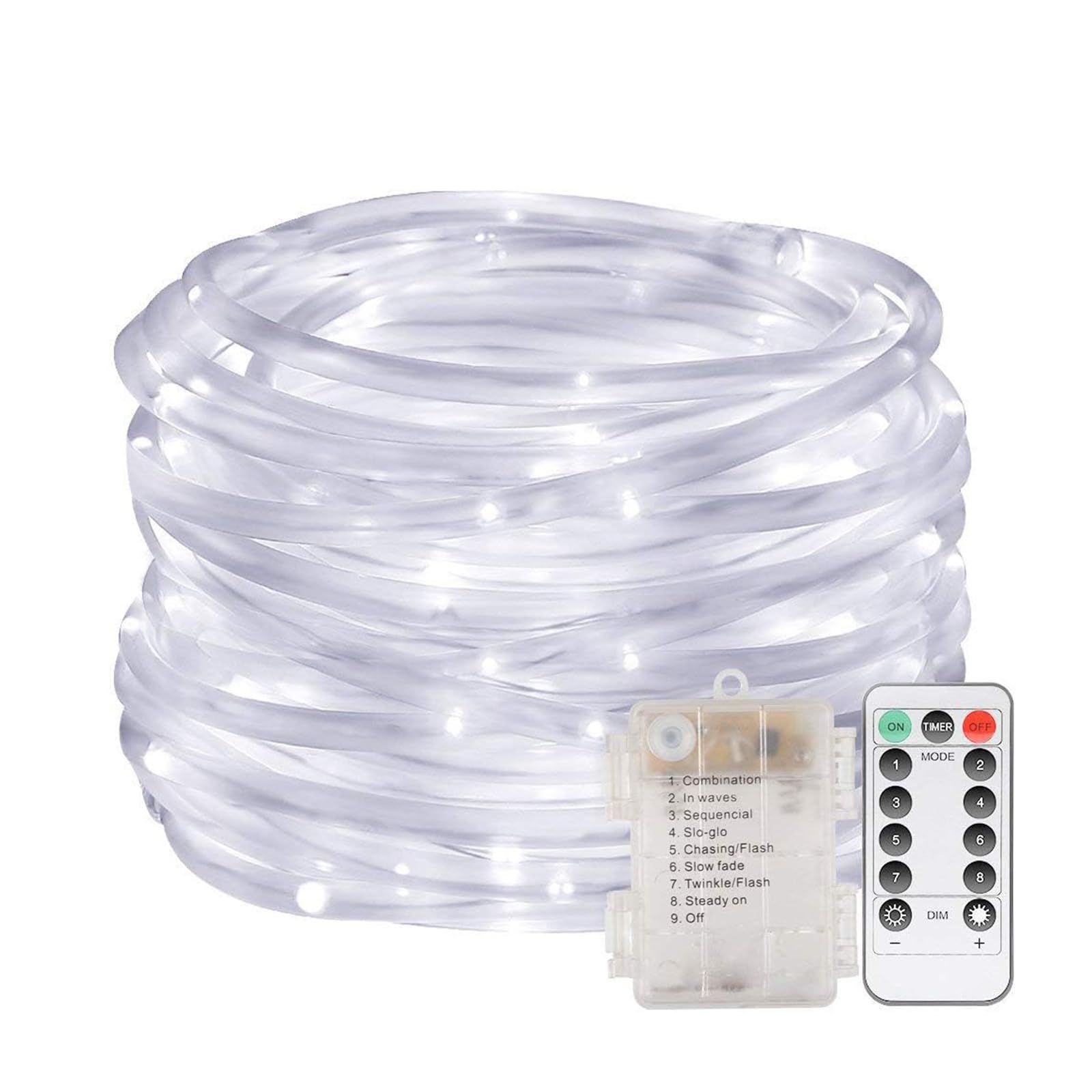 AVEKI LED Rope Lights, 33 ft 100 LED Battery Operated Tube String Lights with Re