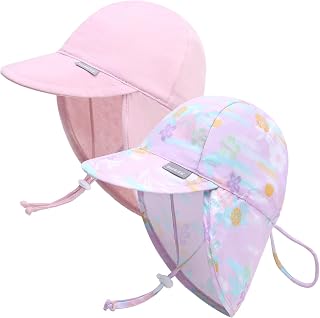 Duoyeree Baby Sun Protection Hat with Neck Flap UPF 50+ Polyester Hat 0-5T