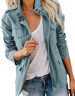 Imily Bela Women's Jacket Cotton Parka with Multiple Pockets