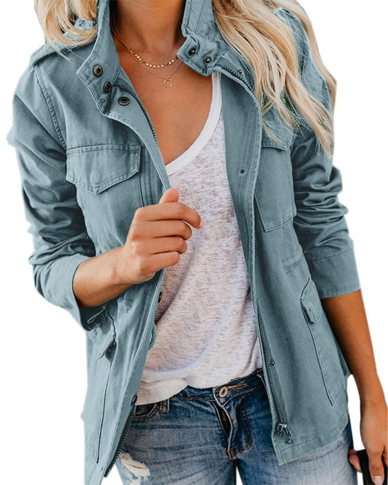 Imily Bela Women's Jacket Cotton Parka with Multiple Pockets
