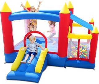 Baralir Bouncy Castle with Ball Pit Room for Kids 3-6, Indoor Outdoor Inflatable Bounce House with Slide, Blow Up Jumping Castle with Blower, Ball Pit with Sun Cover, Perfect for Kids Party