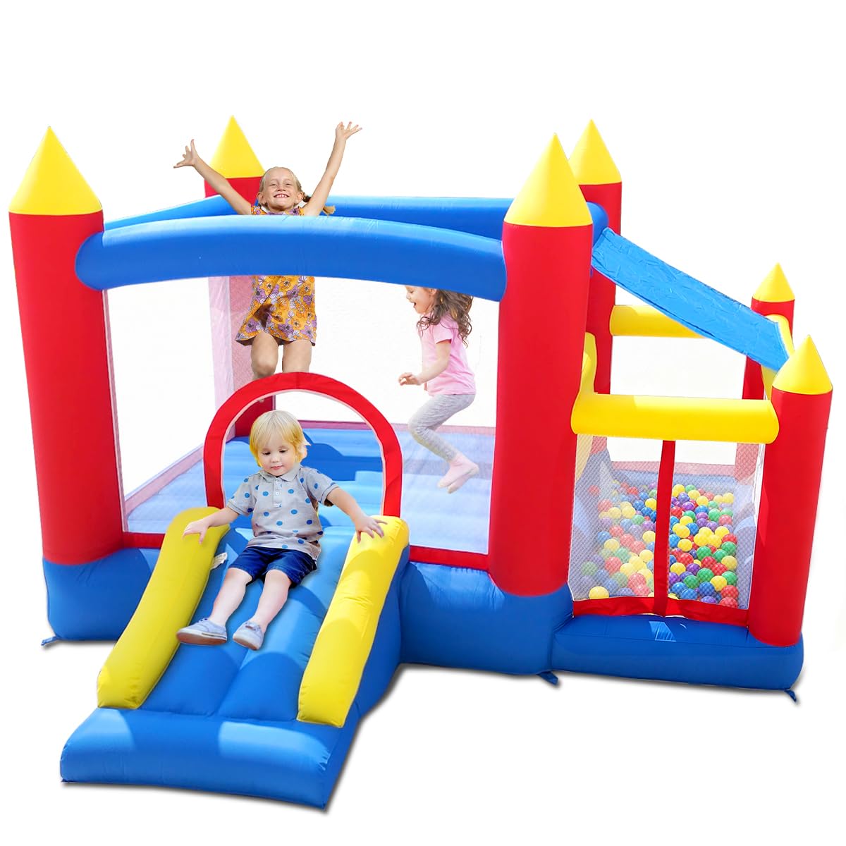 Baralir Bouncy Castle with Ball Pit Room for Kids 3-6, Indoor Outdoor Inflatable