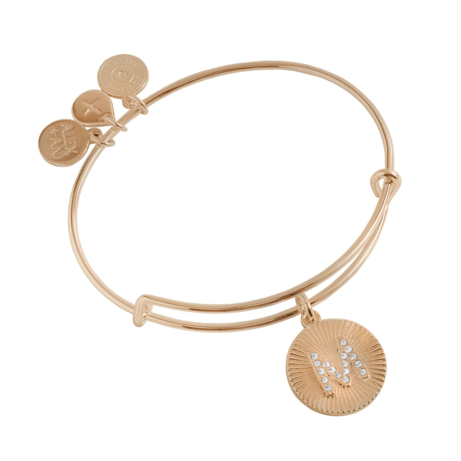Alex and Ani Initial I Pave Starburst Texture Bangle