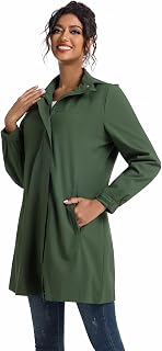 Women's Waterproof Rain Jacket Long Raincoat with Detachable Hood Lightweight Trench Coat Spring Manteau Femme