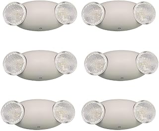 Amazon Basics LED Emergency Light, UL Certified, 6-Pack, Adjustable Two LED Bug Eye Head, Battery Backup, 90-Minute Backup, Nickel Cadmium