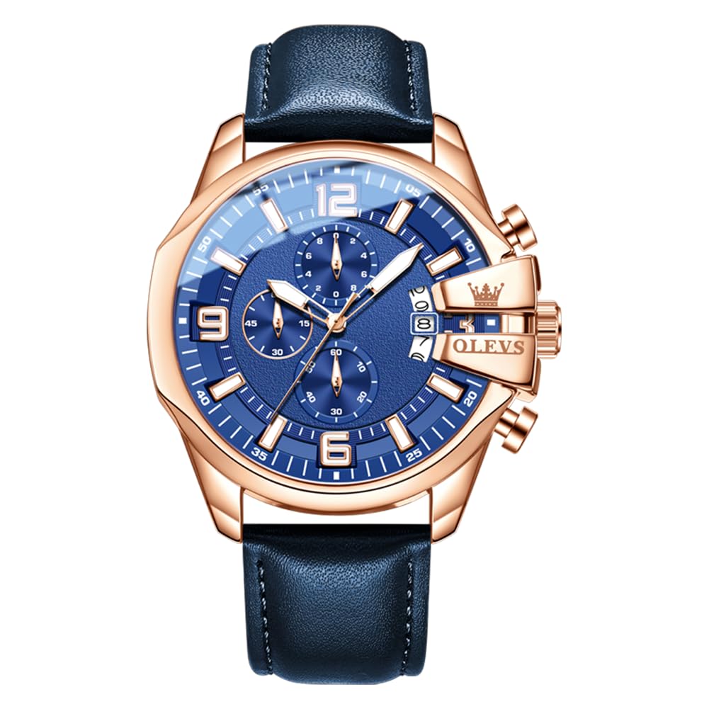 OLEVS Men's Analogue Quartz Watch Stainless Steel Waterproof Luminous Automatic 