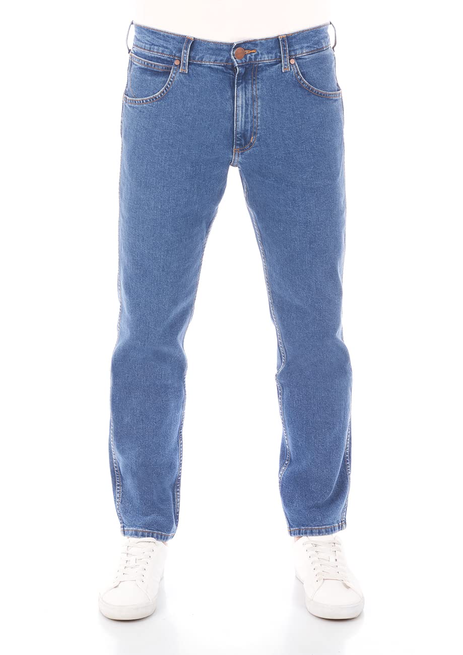 Wrangler Herren Jeans Greensboro Regular Fit Herrenhose Straight Blau W30 - W42