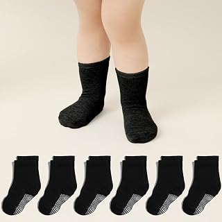 Non Slip Grip Ankle Baby Socks 12 Pack for Toddler Boys and Girls Kids,Infant Cute Cotton Baby Socks