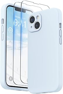 SURPHY iPhone 14 Plus 6.7'' Case with Tempered Glass, Silicone Case for iPhone 14 Plus Shockproof Case with Protection for Every Lens for iPhone 14 Plus 2022, Cloud Blue