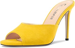 Castamere Women's High Needle Heel Open Toe Slip-on Sandals Dress Office Casual Mules Shoes 10CM Heels