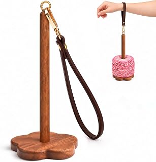 Portable Wrist Yarn Holder with Strap, 360° Rotating Yarn Spinner for Knitting &amp; Crochet, Tool-Free Assembly, Solid Acacia Wood, Crochet Accessories for Beginners and Experts -Small