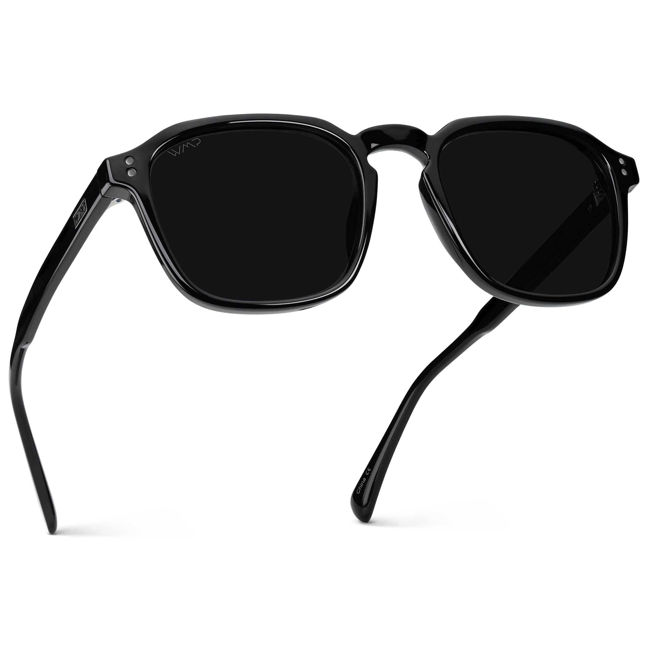 WMP Eyewear - Men's Polarized Square Sunglasses, Wide Fit: Modern Retro Style wi
