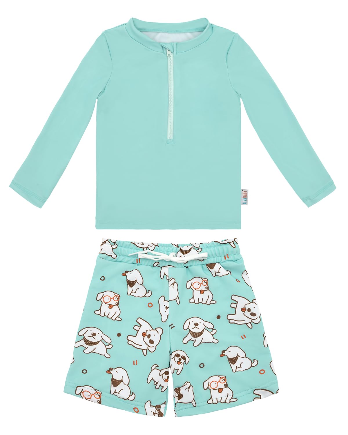 ALVA Baby Boys Rash Guard Sets 2 Piece Bathing Suit Swim Trunks Long Sleeve Baby
