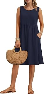 AUSELILY Vestido de verano para mujer, hasta la rodilla, sin mangas