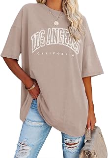 Ebifin - Women's Oversized Short Sleeve T-Shirt Round Neck Vintage Los