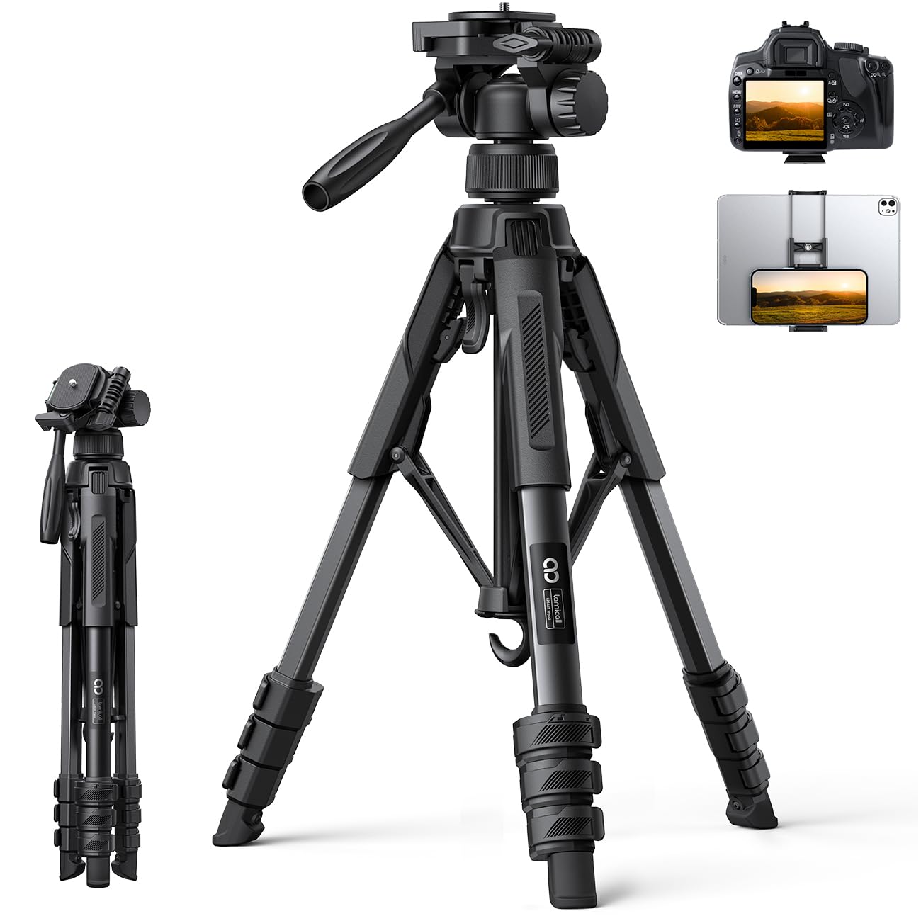 Lamicall 67" Camera Tripod with Rapid Leg Deployment for Video Photo Vlog | 17.6