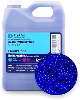 Dry & Dry [2 LBS] Blue Indicating Silica Gel Beads Desiccants (Industry Standard 3-5 mm) - Reusable Desiccant Beads Silica Beads(Blue to Pink) Moisture Absorbers