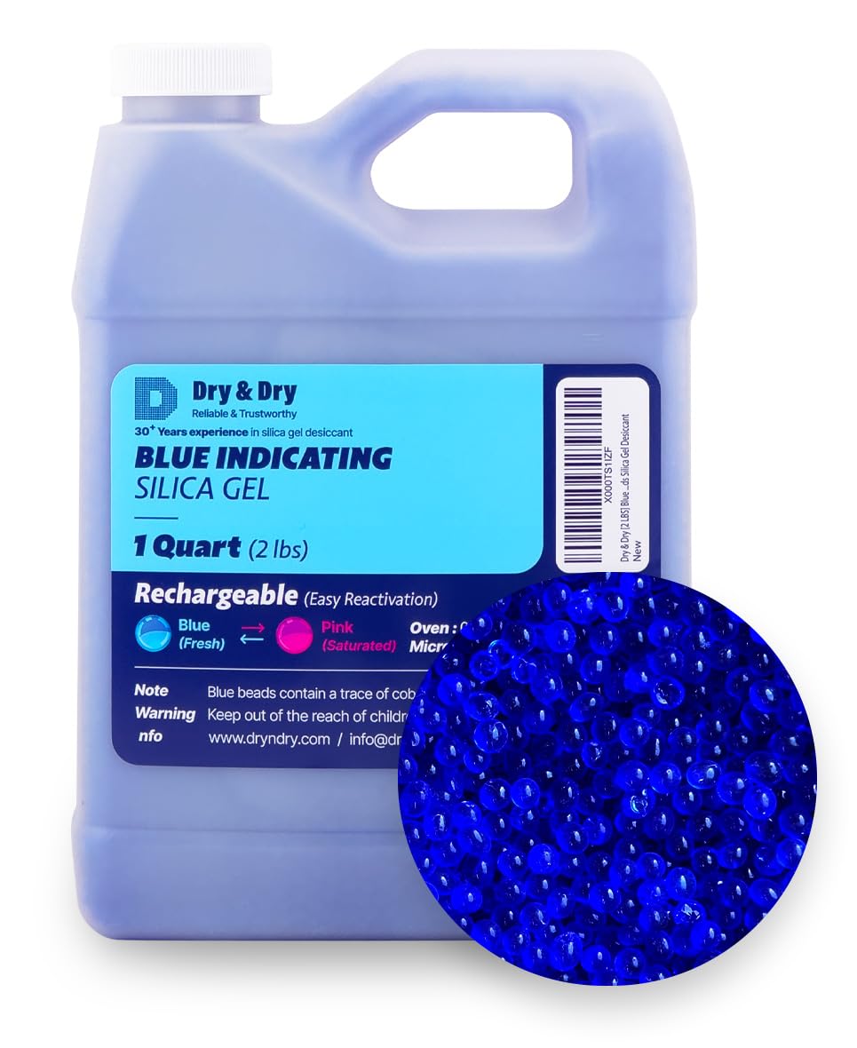 Dry & Dry [2 LBS] Blue Indicating Silica Gel Beads Desiccants (Industry Standard