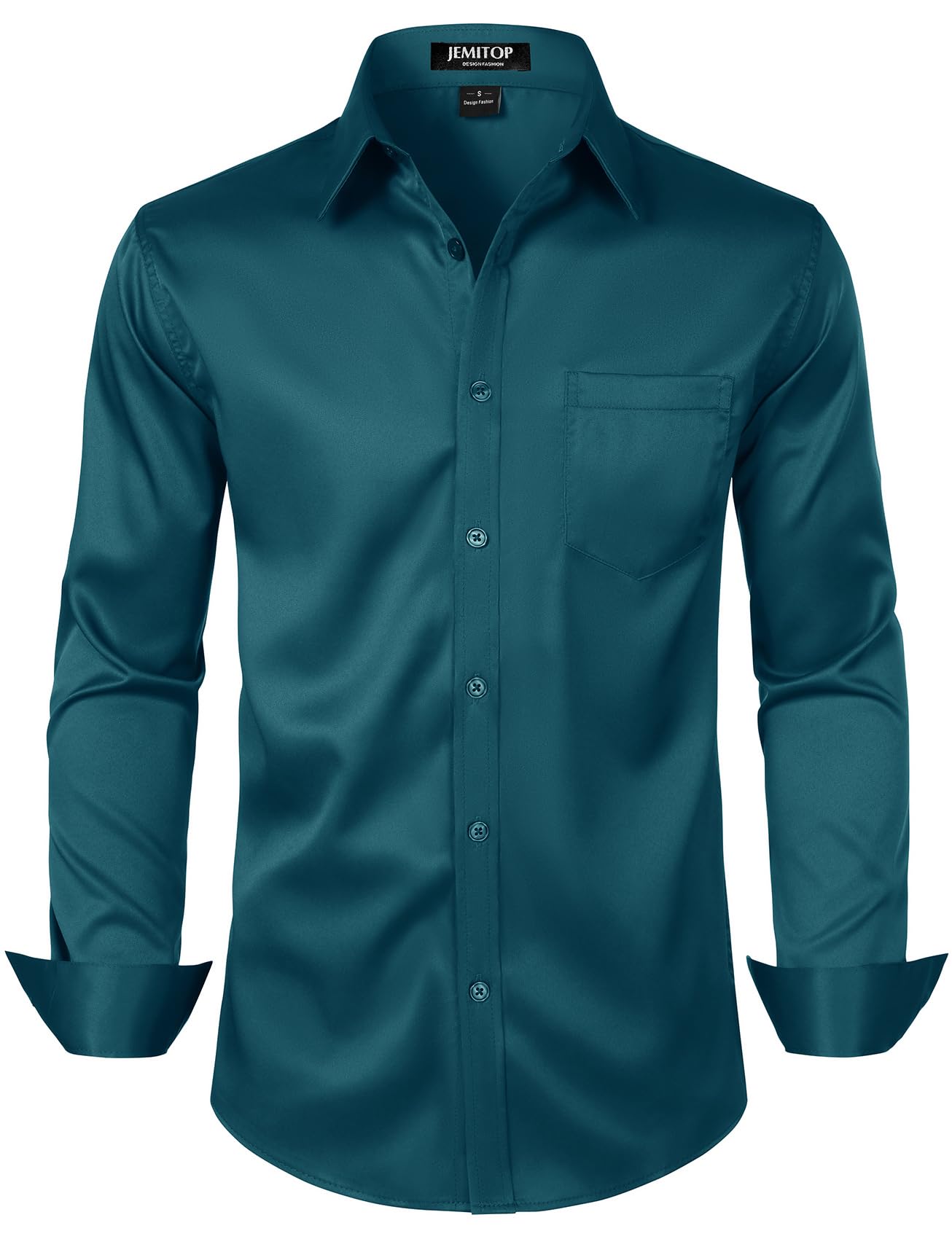 JEMITOP Men's Stretch Slim Fit Dress Shirts Formal Wedding Prom Business Long Sl