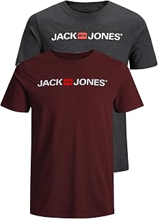 JACK & JONES Men's Jjecorp Logo Tee SS Crew Neck T-Shirt (Pack of 3)