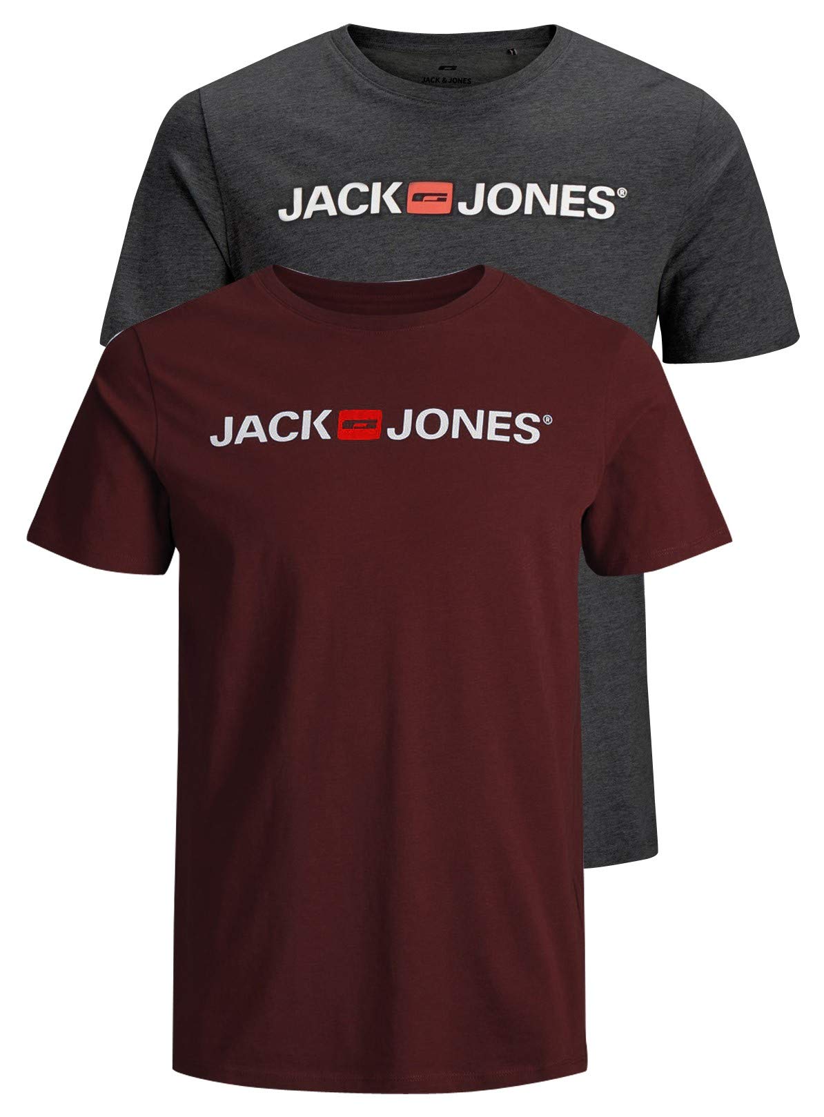 JACK & JONES Men's Jjecorp Logo Tee SS Crew Neck T-Shirt (Pack of 3)