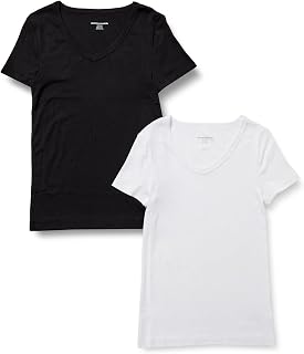 Amazon Essentials Women's Slim Fit Short Sleeve V-Neck Tee
