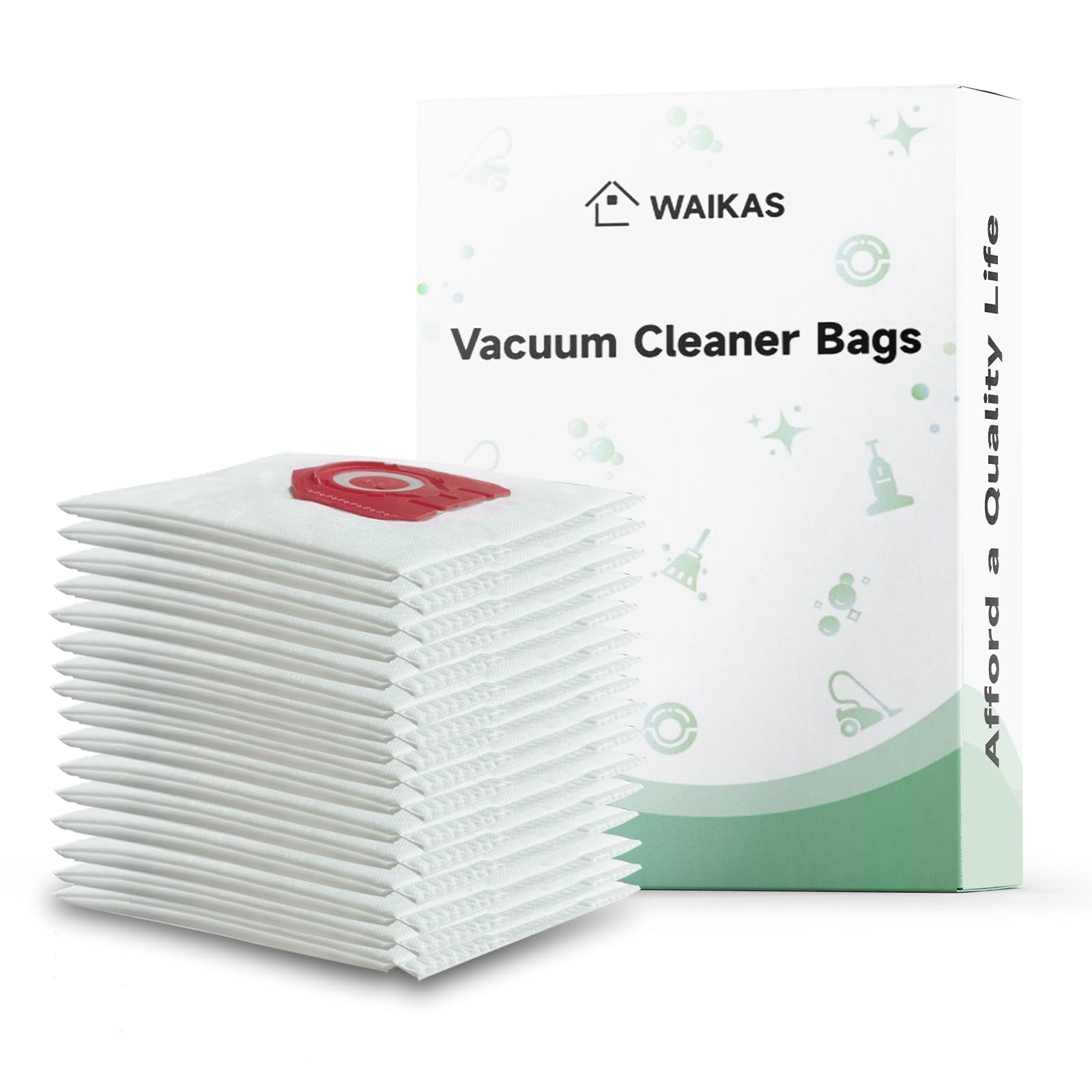 WAIKAS 16 Pack 3D Airclean GN Vacuum Bags for Miele Classic C1, Complete C2 C3, 