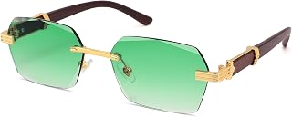 Hycredi Rimless Rectangle Sunglasses for Women Men, Retro Y2K Shades