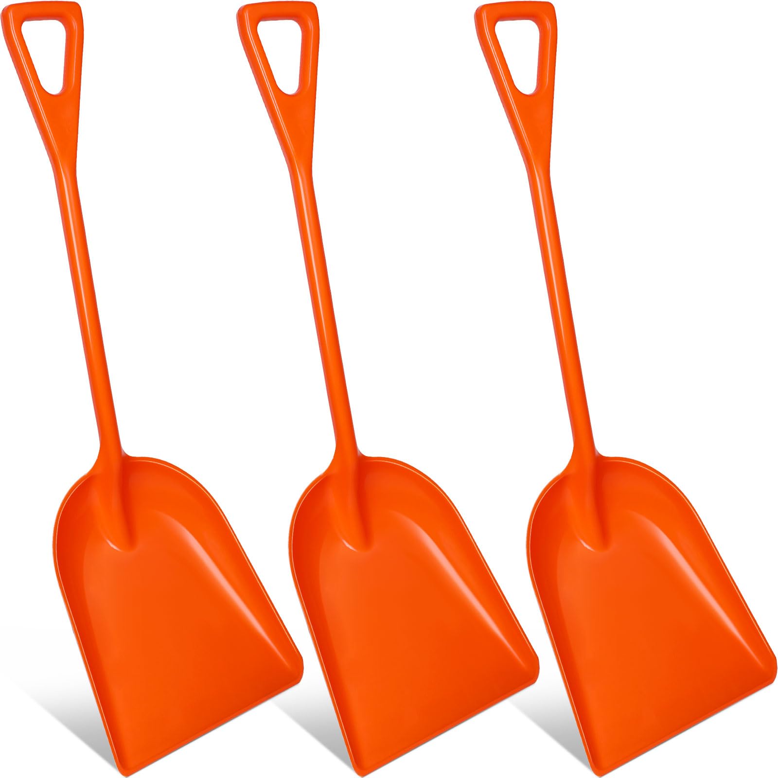 Frienda 3 Pcs Plastic Snow Shovel Large Scoop Shovel, Orange | Heavy Duty Hygien