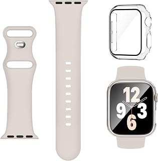 Adorique 3 in 1 Sport Strap Compatible with Apple Watch 40mm 41mm 42mm 44mm 45mm 46mm, Soft Silicone Watch Band for iWatch Series SE 10 9 8 7 6 5 4 3