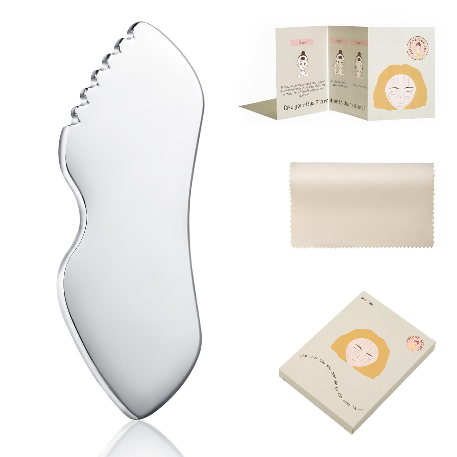 Stainless Steel Gua Sha Face Tools Metal Detail Gua Sha Stone Body Lymphatic Dra