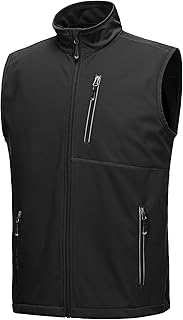 33,000ft Men's Lightweight Softshell Vest, Windproof, Waterproof, Sleeveless Jacket for Cycling, Running, Hiking, Golf, Travel