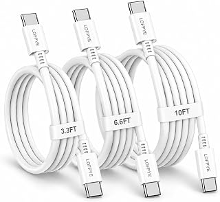 LOFPYE 3-Pack 60W USB C to USB C Cable 3.3FT+6.6FT+10FT for iPhone 18/17/16 | 60W PD Type-C fast charging cables for iPhone 18/17/16/15 Pro/Plus/Pro Max/Air, Galaxy S26, iPad Pro/Air & MacBook and More