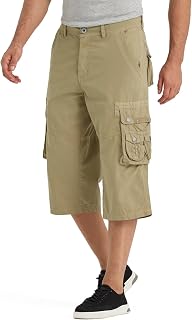 BEST SOUTH Men's Long Cargo Shorts Below Knee 13 Inches Cotton Relaxed Fit