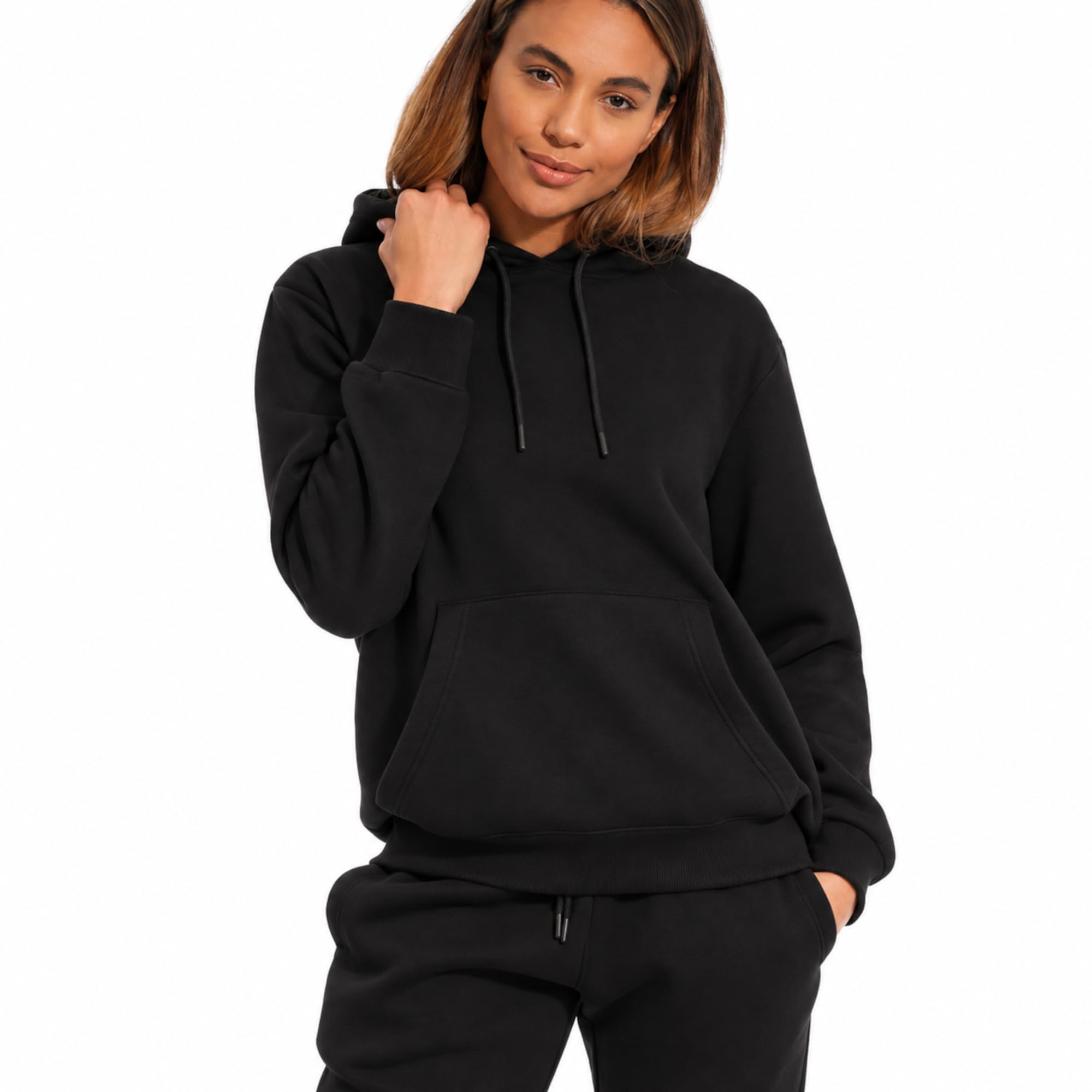 Light & Shade Women’s Fleece Pullover Hoodie Cotton Blend Kangaroo Pocket
