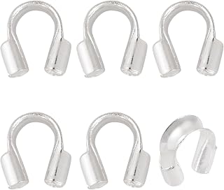 6pcs 925 Sterling Silver Wire Protector U-Shape Wire Protector with 0.6mm Hole for Bracelet Necklace Jewelry Making 5x5x2mm