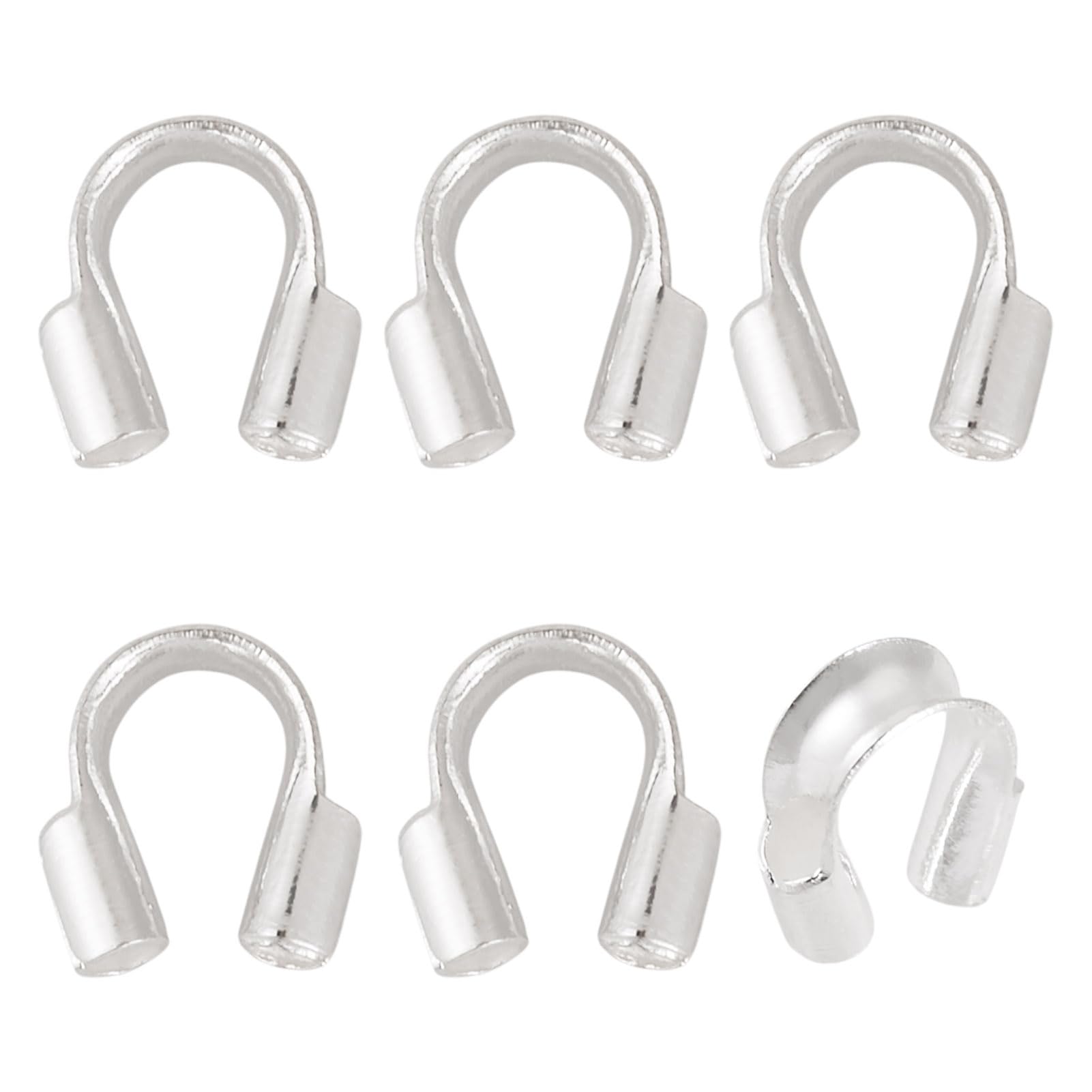 6pcs 925 Sterling Silver Wire Protector U-Shape Wire Protector with 0.6mm Hole f
