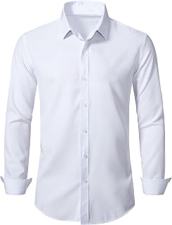 BEILU Mens Stretch Dress Shirts Slim Fit Long Sleeve Button Down Shirts