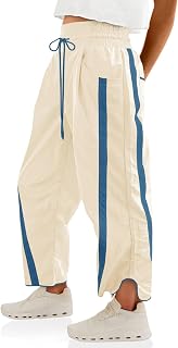 Loose Pants with Pockets for Women Casual Drawstring Elastic Waist Wide Leg Contrast Color Jogger Pants Y2K